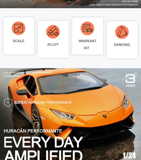 Bburago 1:24 Lamborghini Huracan Performante Alloy Car Diecasts & Toy Vehicles Car Model Miniature Scale Model Car For Children