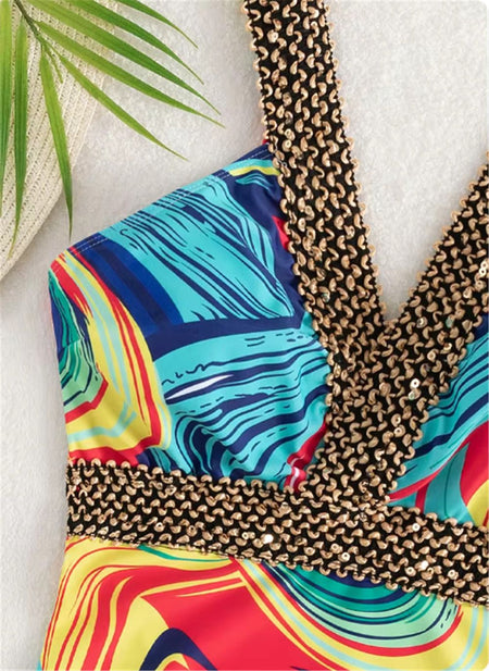Vigoashely 2025 Sexy Print Strapped Swimwear Women Push UP One Piece Swimsuit Monokini Backless Hollow Summer Bathing Suit