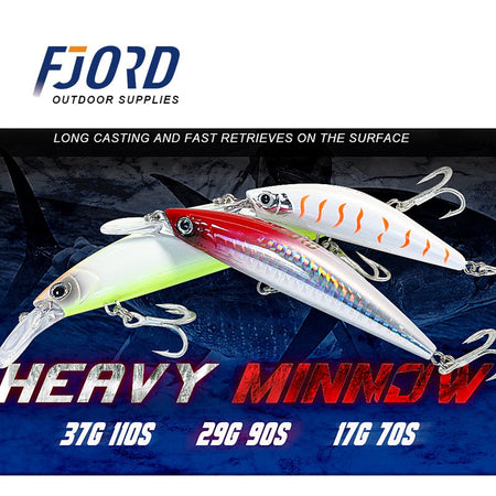 FJORD 110S 37g 90S 29g 70S 17g Heavy Sinking Minnow Fishing Lures Saltwater Freshwater Long Casting Sea Artificial Bait Jerkbait