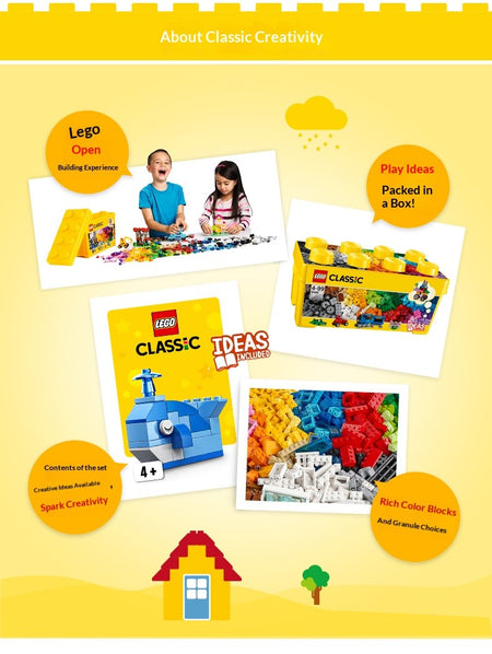 LEGO Classic Creative Series 10696 Classic Creative Medium Block Box 10714 Blue Bottom Assembled Toy Gift