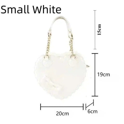 PU Heart Lolita Handbags Girls Bowknots Decor Japanese Shoulder Bags Two Sized Kawaii Shell Purses Cute Pink Messenger Bag Gifts