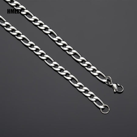 Men's Stainless Steel Link Figaro Chain Necklace for Women High Quality Waterproof Choker Silver Color Jewelry Accessories Gift