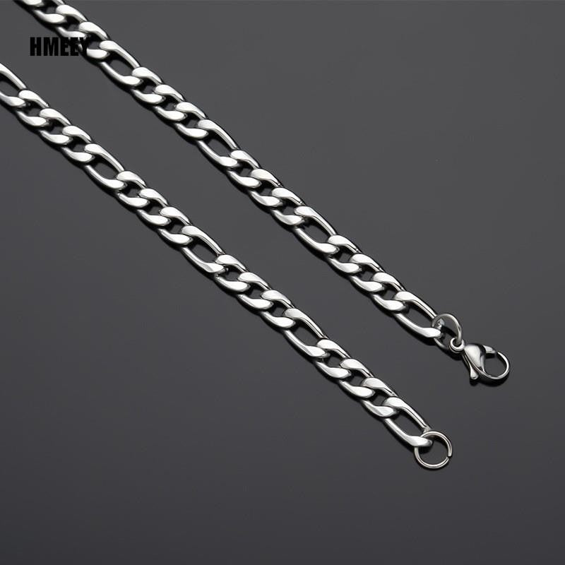 Men's Stainless Steel Link Figaro Chain Necklace for Women High Quality Waterproof Choker Silver Color Jewelry Accessories Gift