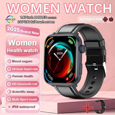 2025New NFC Smat Watch Women 1.85-inch Blood Pressure Heart Rate Bluetooth Call Female Health Smarwatches Ladies For Android IOS