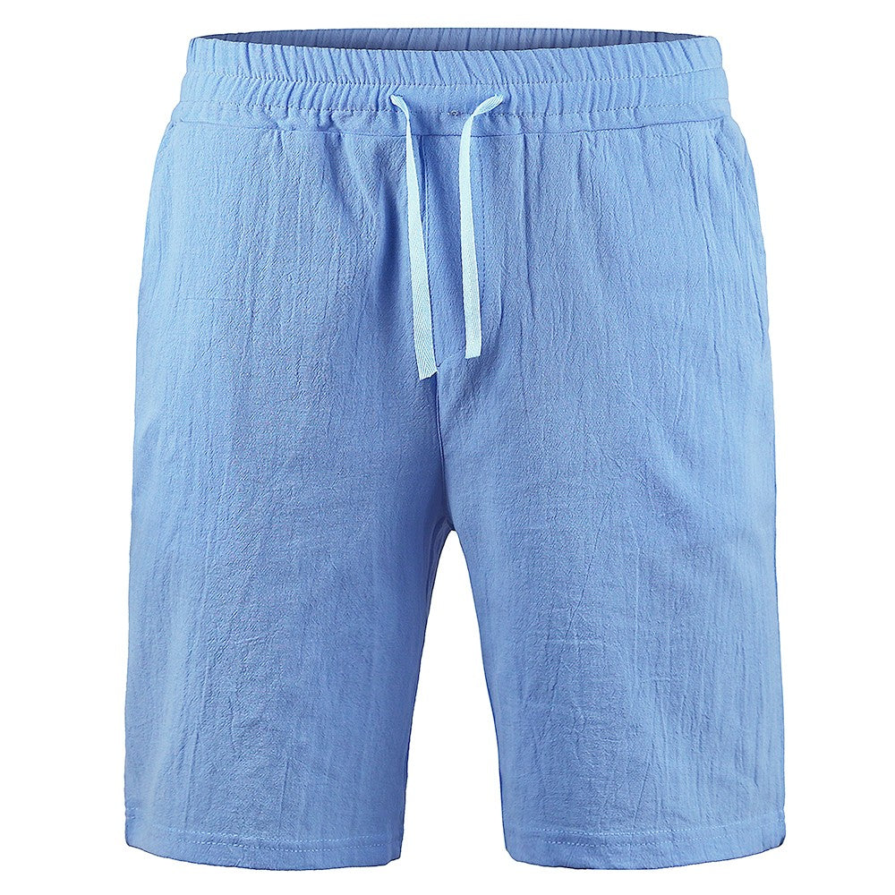 KB New Men's Cotton Linen Shorts Pants Male Summer Breathable Solid Color Linen Trousers Fitness Streetwear S-3XL