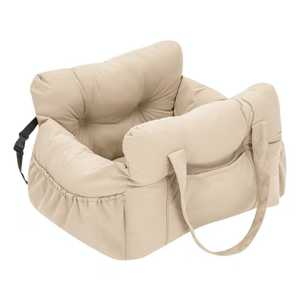 Dog Car Seat with Safety Belt - Non-Slip Pet Car Bed for Small Dogs, Washable Travel Carrier with Secure Straps for Safe Car