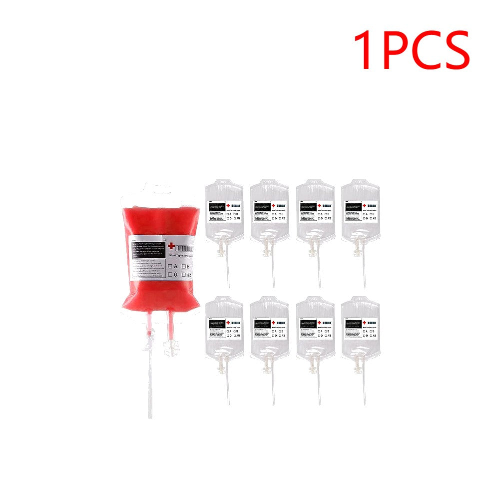 60-10PCS Empty Blood Bags Energy Drinks for Halloween Zombie Vampire Costume Props Nurse Graduation Theme Party Favors Drink Pou