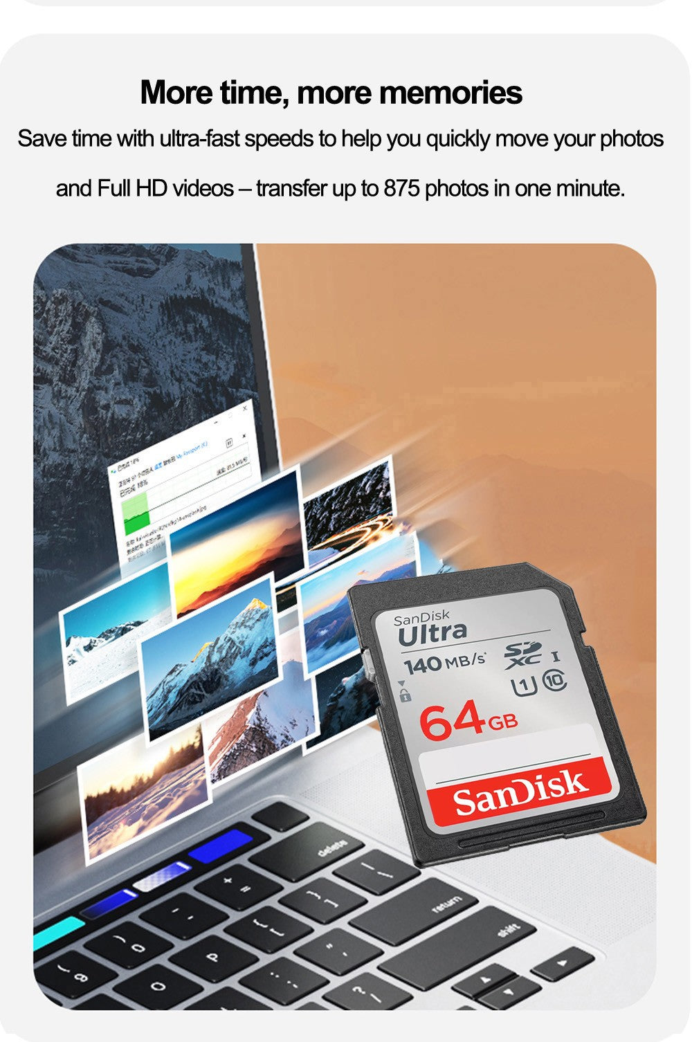 SanDisk SD Card 32GB SDHC 64GB 128GB 256G SDXC SD Card C10 Memory Cards Up to 200MB/s Read U3 V30 Flash Cards 4K UHD for Camera