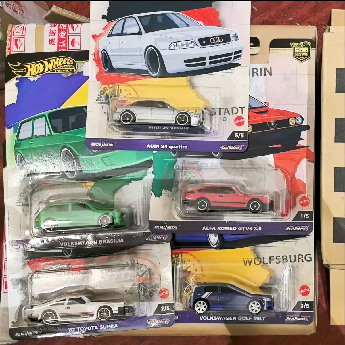 Hot Wheels Premium Car Culture World Tour 1/64 Diecast Volkswagen Golf Brasilia Audi S4 Quattro Alfa Vehicle Model Toy
