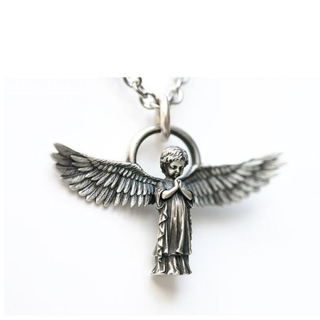 Silver-Plated Anime Mecha Beautiful Girl Girl Pendant Necklace Men and Women Hip-Hop Rock Punk Trendy Jewelry Gift