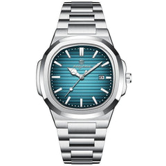 PAAZOMU Luxury Watch Business 50 ATM Waterproof Male Clock Luminous Date Stainless Steel Square Quartz Men Watches reloj hombre