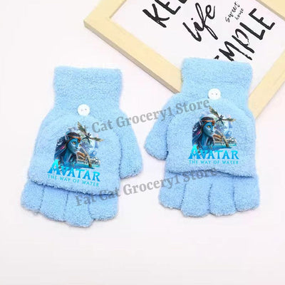 Avatar Fire and Ash Gloves Disneys Boy Winter Flip Cover Mittens Kids Outdoors Warm Cute Glove Children Clothes Accessories Gift