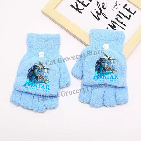 Avatar Fire and Ash Gloves Disneys Boy Winter Flip Cover Mittens Kids Outdoors Warm Cute Glove Children Clothes Accessories Gift