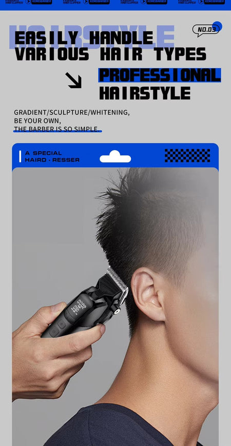 Kemei KM-1858 10W Barber Professional Electric Hair Clipper DLC Blade Trimmer Cordless USB Charging Rechargeable Hair Clippers