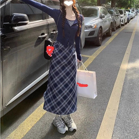Plus Size Plus Size Plaid A- Line Mini Skirt Knee-Length Fashionable Autumn Winter Women's Clothing Chinese Style Casual Eleg...