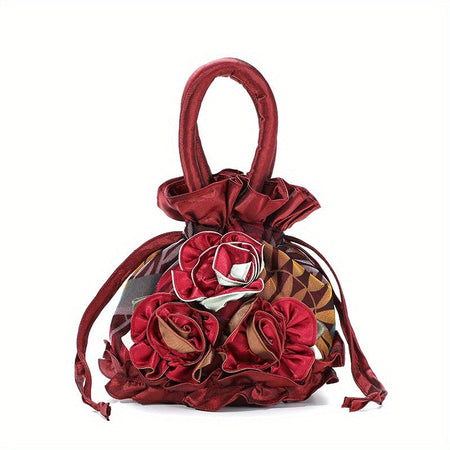 New soft lace mommy bag three-dimensional flower handbag drawstring handbag key cell phone organizer bag