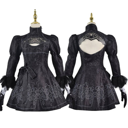 Anime Nier Automata Cosplay 9S Yorha 2B Cosplay Suit Male Women Outfit Wig Disguise Costume Plus Size Fancy Party Black Dress