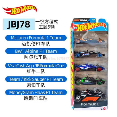 Hot Wheels X Formula 1 1/64 Collectible Car Toys 5 Packs Haas F1 Team Kick Sauber F1 Team Moneygram Theme Vehicle Gifts For Fans