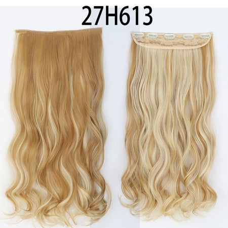 Synthetic Long Straight 5 Clip In Hair Extensions 22’‘ High Resistant Temperature Fiber Black Brown Blonde Hairpiece