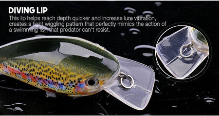 VTAVTA 5cm/7cm Crankbaits Fishing Lure Floating Wobblers for Pike Black Minnow Lures for Fishing Artificial Bait Fishing Tackle