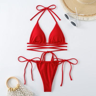Sexy Micro Bikini 2025 Criss Cross Swimwear Bandage Woman Swimsuit Female Thong Bikinis Set 2 Piece Women Bathing Suit Beachwear