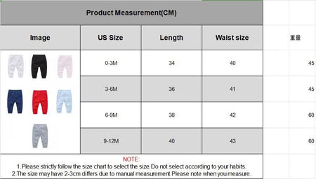 100% Cotton Baby Pants Blank Baby Boy and Girls Legging Colors Kids Trousers Plain Newborn Clothing Muslin Clothes for 0-24M