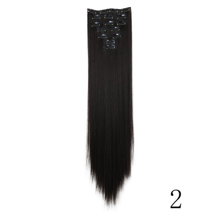 LANSA 7Clips Long Straight Synthetic Clip On Hair Extensions Cheveux Clip Naturel High Temperature Fiber Black Brown Hairpiece