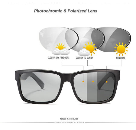 KDEAM Revamp Of Sport Men Sunglasses Polarized Shockingly Colors Sun Glasses Outdoor Driving Photochromic Sunglass With Box