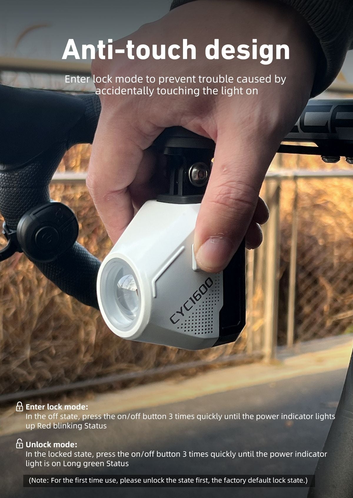 CYCLAMI Hanging Bike Headlight GoPro Ultra Bright Wireless Remote Front Lamp MTB Road High Brightness White CYC 1600 Lumen Light