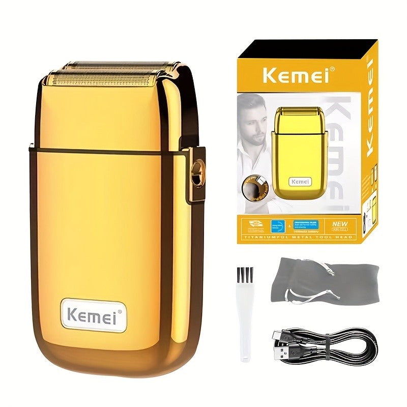 Kome KM-TX1 Men's Electric Shaver Double Blade USB Charging High-End Metal Gift Box Shaving Razor for Smooth Facial Hair Removal
