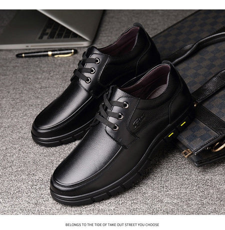 Hot Sale Men Genuine Leather Casual Shoes Soft Sole Lace-up Luxury Brand Middle-aged Old Man Dad Lightweight Loafers Shoes