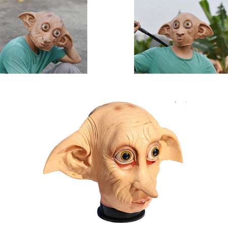 Cosplay Movie Character Big Ear Long Nose Dobby Elf Head Funny Halloween Mask Full Face Head Cover Carnival Party Costume Prop