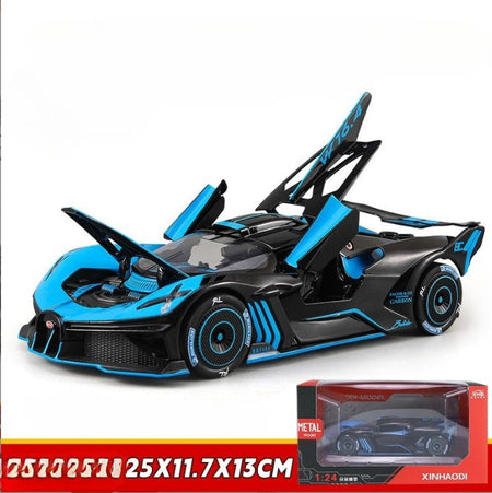 Spray 1/24 Bugatti Bolide Supercar Alloy Model Sound Light Diecast Toy Vehicle Boy Car Toy Gift Collectable Miniature Home Decor