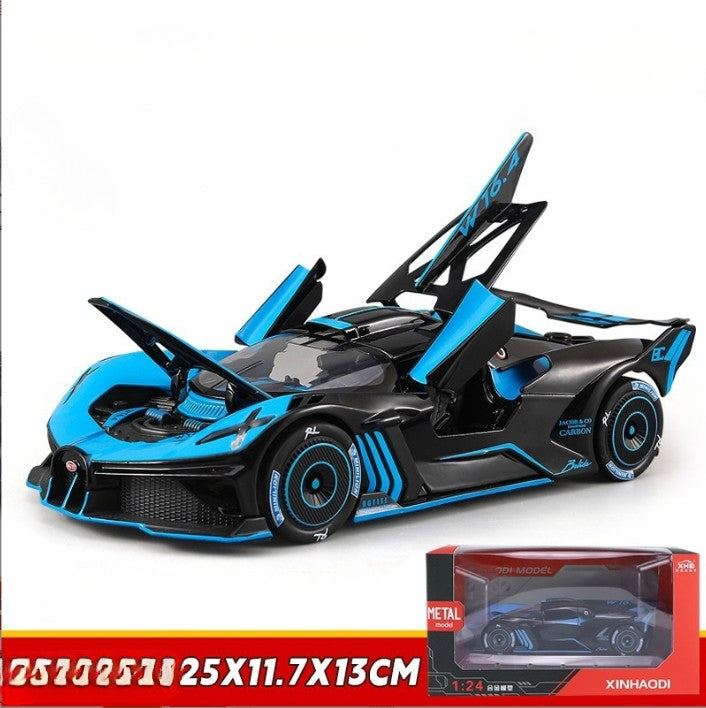 Spray 1/24 Bugatti Bolide Supercar Alloy Model Sound Light Diecast Toy Vehicle Boy Car Toy Gift Collectable Miniature Home Decor