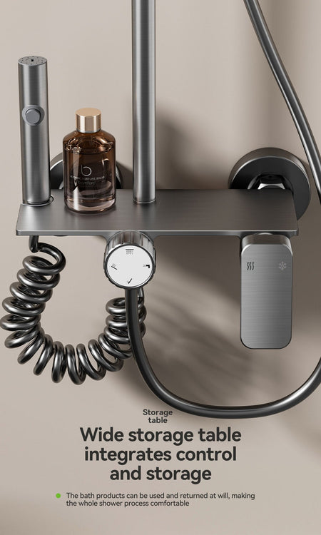Multifunction Bathroom Shower System Set Hot and Cold Water Household Rotary Knob Pressurize Aluminum Gunmetal Gray Shower Set