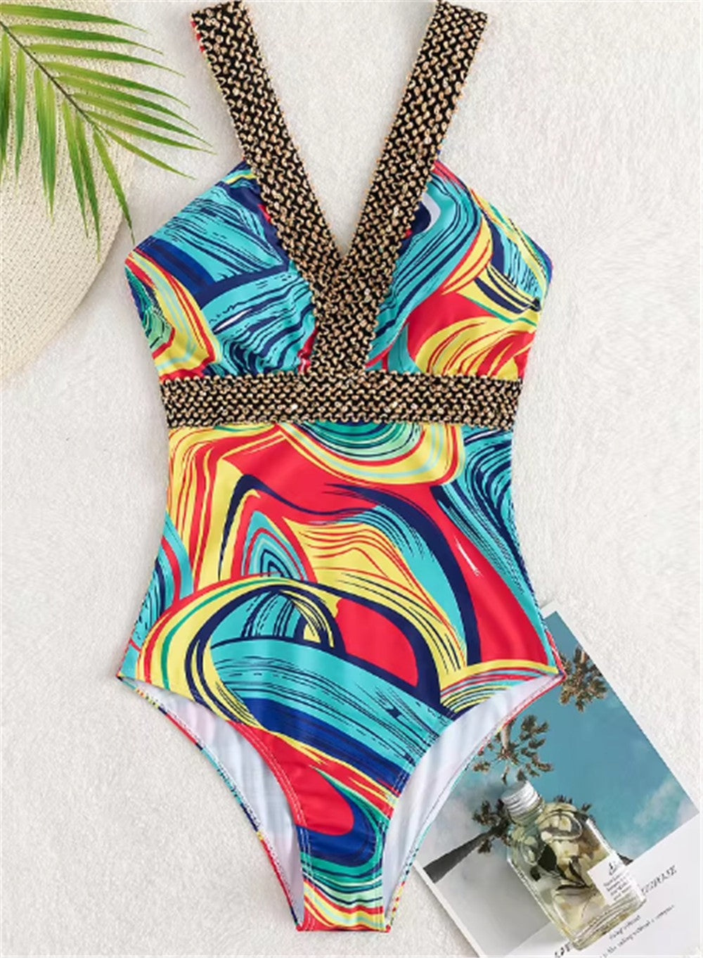 Vigoashely 2025 Sexy Print Strapped Swimwear Women Push UP One Piece Swimsuit Monokini Backless Hollow Summer Bathing Suit