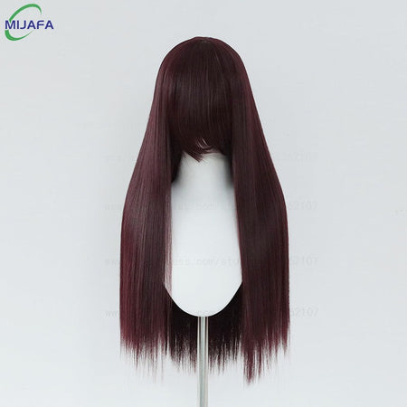 Very High Quality 400g 48 Colors 24Inch 60cm Long Straight Cosplay Wig With Bangs Heat Resistant Hair Anime Wigs + Wig Cap