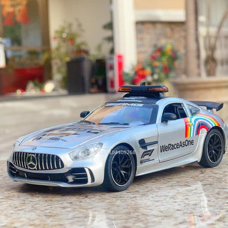 1:24 GTR F1 Safety 300SL Sport Car Model Toy Alloy Diecast Sound Light Shock Absorption Miniature Vehicle Models Collection Gift