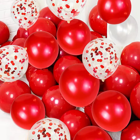 41pcs Pearl White Red Latex Balloon Set 12 Inch Red Confetti Balloons Birthday Wedding Bride Wedding Christmas Decorations