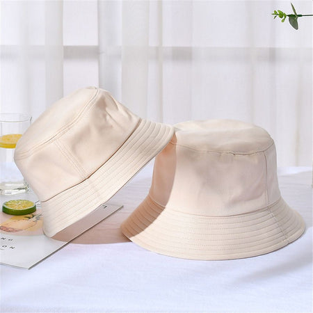 Cotton Summer Foldable Bucket Hat Unisex Women Outdoor Sunscreen Hat Pure Color Fishing Hunting Cap Men Basin Chapeau Beach Cap