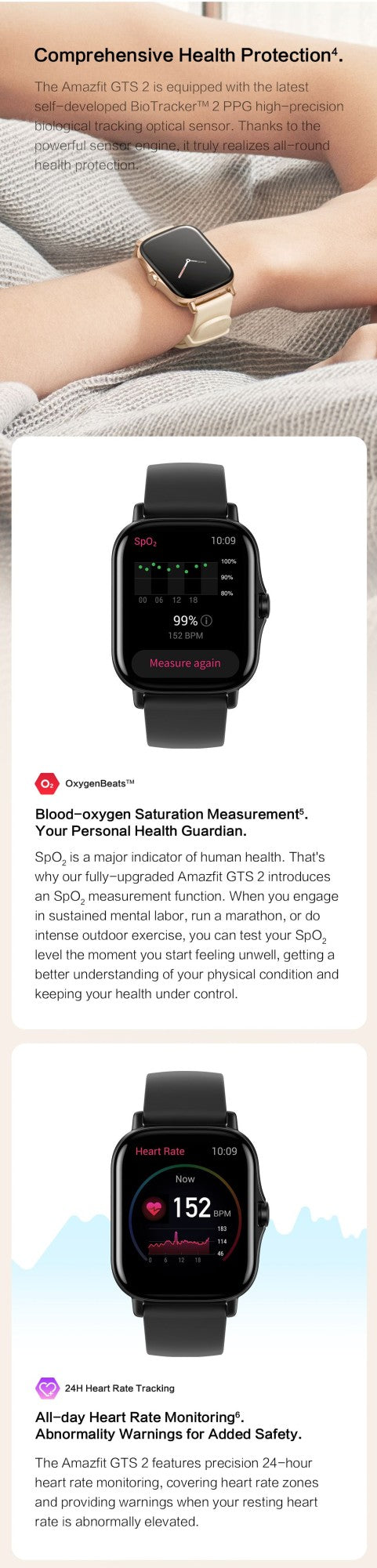 [New Version ] Amazfit GTS 2 Smartwatch 43mm All-round Health and Fitness Tracking Smart Watch Alexa Built-in
