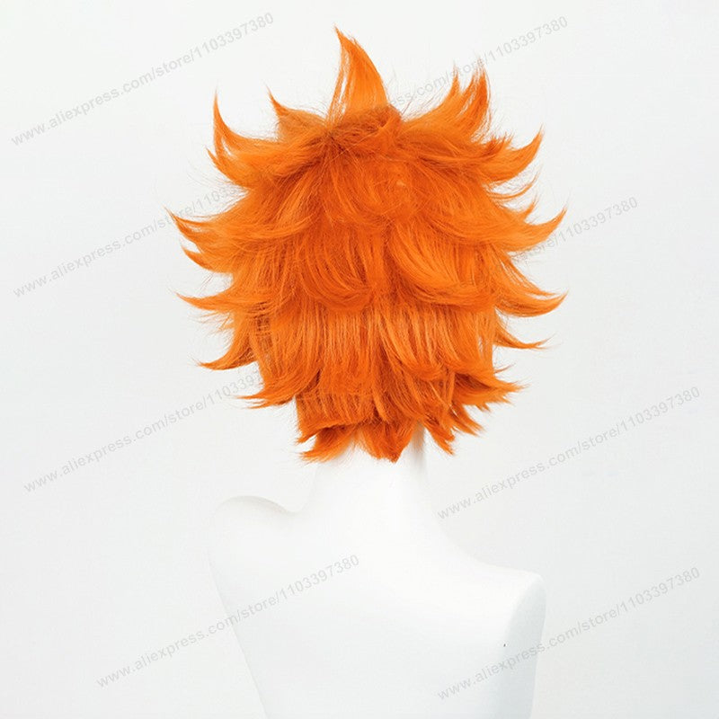 Hinata Shoyo Cosplay Wig 26cm Short Orange Hair Anime Shoyo Hinata Wigs Heat Resistant Synthetic Wigs