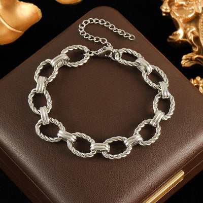 GANEMLY 316L Stainless Steel Metal Chain Necklace Bracelet Set For Women New Punk Collar Chokers Waterproof Jewelry Femme Gift