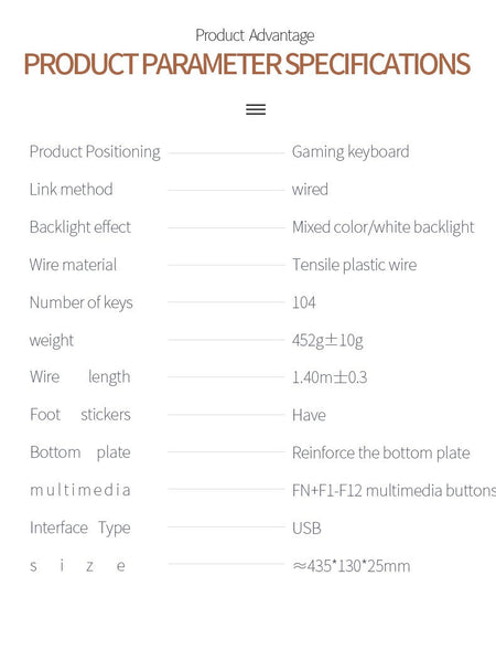 104 Keys Gaming Keyboard Wired Keyboard Color Matching Backlit Mechanical Feel Computer E-sports Peripherals for Desktop Laptop