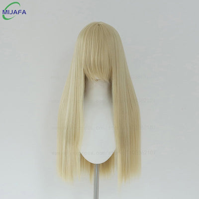 Very High Quality 400g 48 Colors 24Inch 60cm Long Straight Cosplay Wig With Bangs Heat Resistant Hair Anime Wigs + Wig Cap