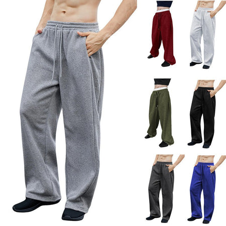 2025 men's wide leg sweatpants, European and American men's and women's sweatpants, waist drawstring straight leg loose casual s
