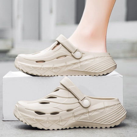 Men's summer casual anti-slip and wear-resistant hollow thick-soled flip-flops with a feeling of stepping on feces, EVA croats