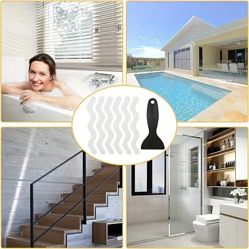 24Pcs Anti Slip Strips S-shaped Colorful Shower Stickers Bathtub Shower Stair Floor Safety Tape Bathroom Mats Bath Supplies