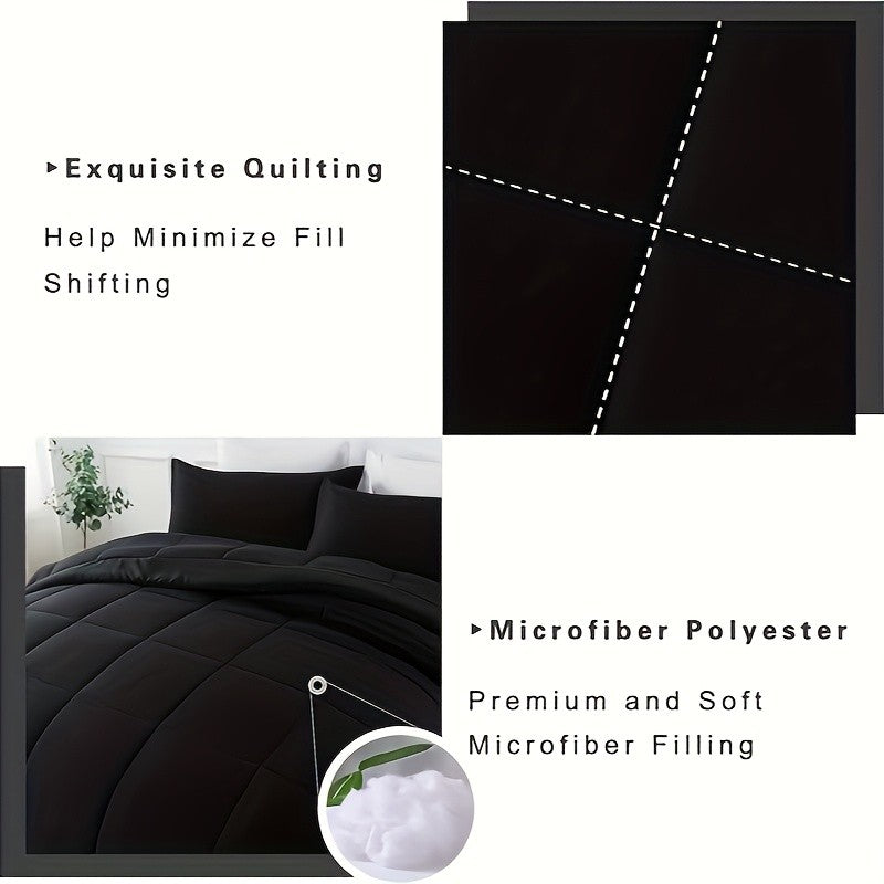 Full Size Bed Comforter Set Soft Breathable All Seasons Bedding with 2/3 pcs,1 Comforter And 1/2 Pillow Shams Machine Washable