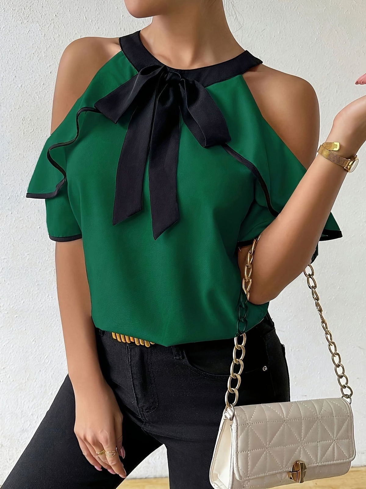 Green Women's plus size shirt summer chic elegant shirt casual women's fashionable shirt Green